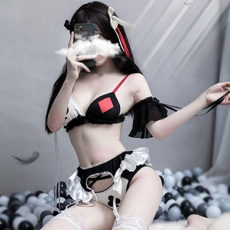 Poker Ruffle Bikini Lingerie Set SP15530
