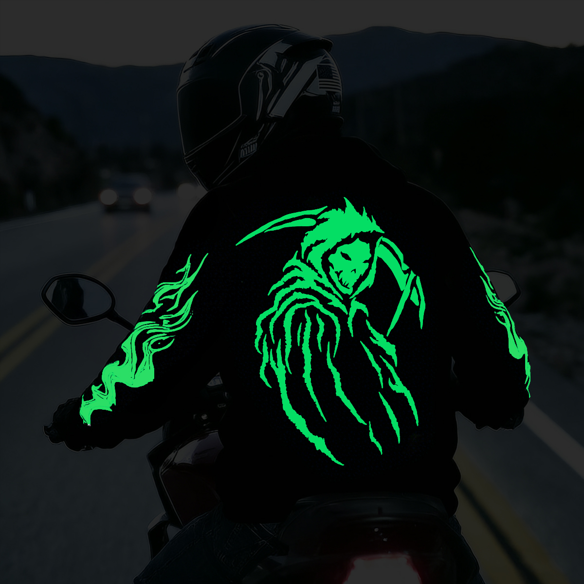 Luminous Grim Reaper Motorcycle Hoodie