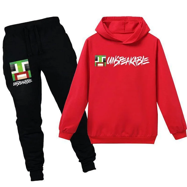 Mayoulove Boys Girls  Print Cotton Hoodie And Sweatpants Tracksuit-Mayoulove