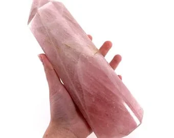 pornhint Pornhint XL Rose Quartz Point, polished rose quartz, rose quartz wand, rose quartz tower
