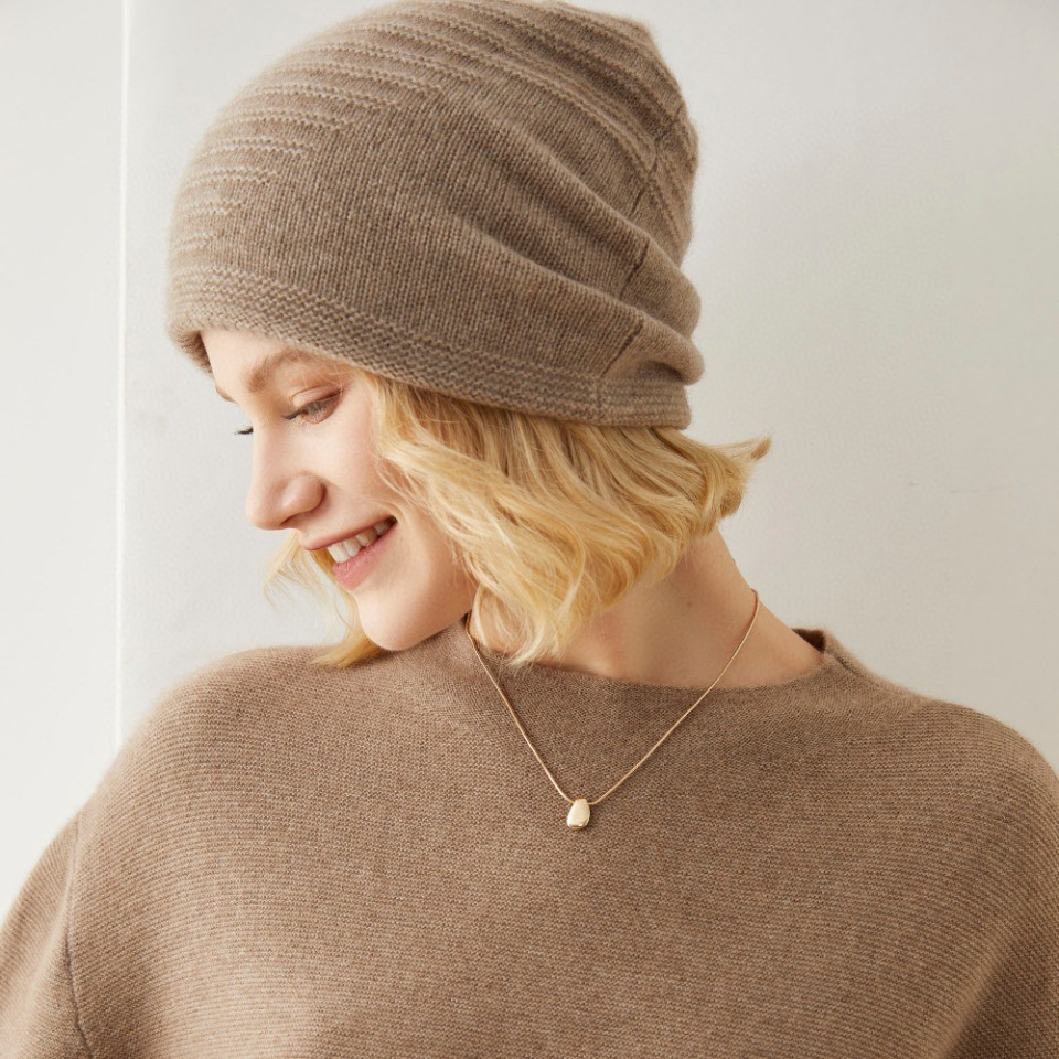 Simple Pure Cashmere Beanie Hat For Women  REAL SILK LIFE