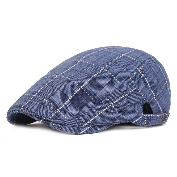 Men's Retro Plaid Pattern Adjustable Casual Beret Hat