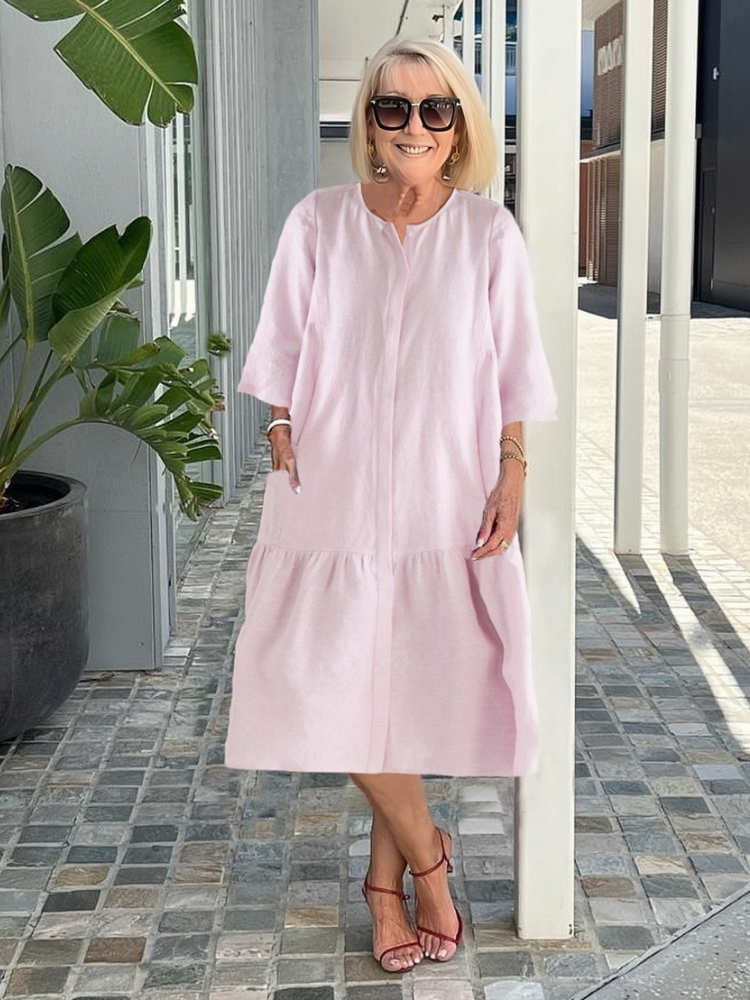 Plus Size 3/4 Sleeve Tunic Dress