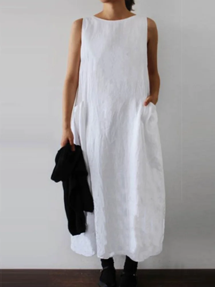 Sleeveless Maxi Dress With Pockets