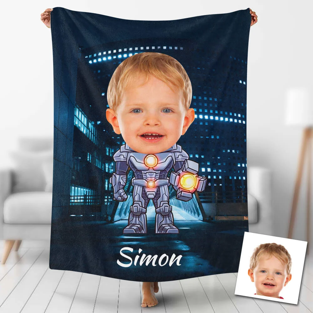 Custom Photo Blankets Personalized Photo Blanket Fleece Vision Boy Painting Style Blanket