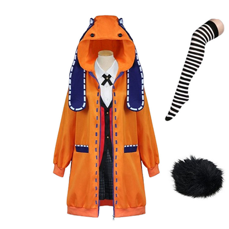 Kakegurui Yomozuki Runa Orange Coat Set Outfits Cosplay Costume Halloween Carnival Suit