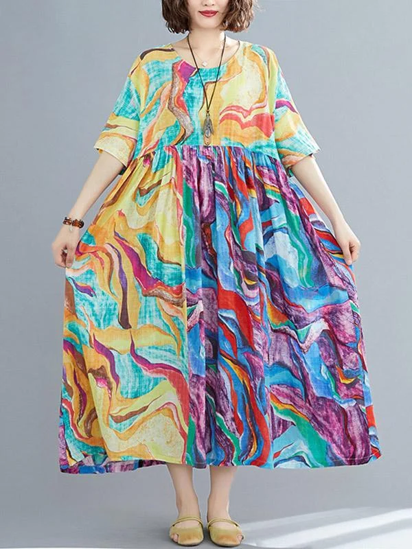 Roomy Floral A-Line Vintage Dress