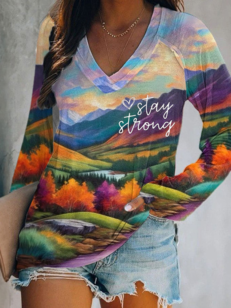 Comstylish Women's North Carolina Together Mountain Strong Watercolor