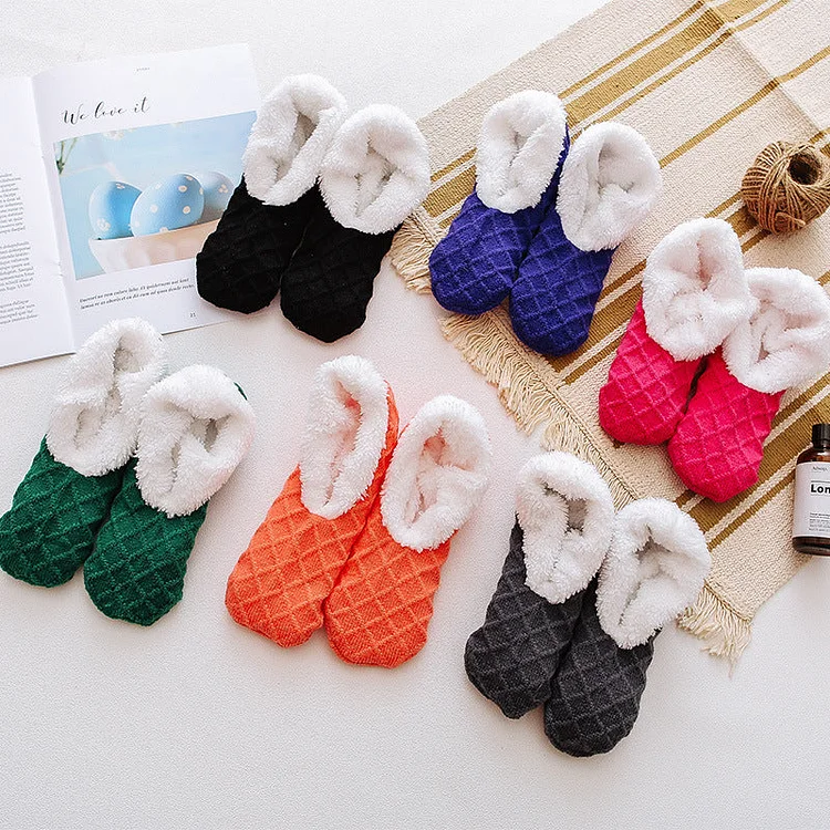 Wool Cashmere Silicone Anti-Slip Solid Color Floor Socks