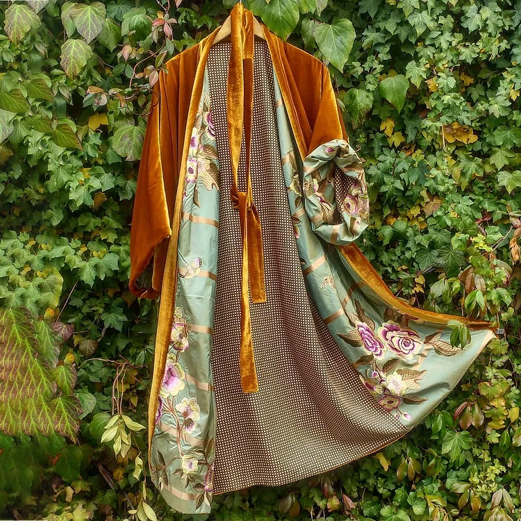 Casual Fashion Lining Floral Print Kimono Duster