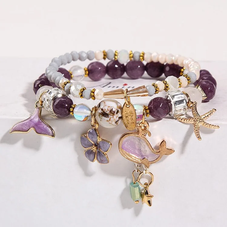 BTS Purple Whale Beads Bracelet 2Pcs