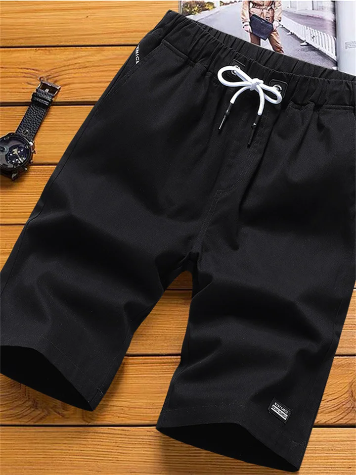 Men's Board Shorts Swim Trunks Beach Shorts Casual Shorts Drawstring Elastic Waist Solid Colored Outdoor Sports Knee Length Daily Leisure Sports Cotton Casual / Sporty Athleisure Black White