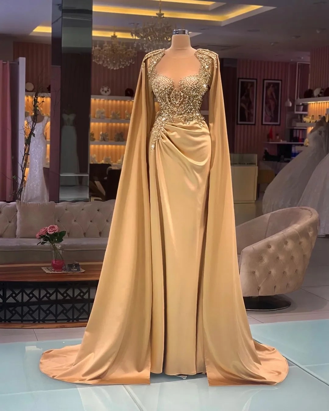 Lvs&Broner Strapless Sleeveless Long Mermaid Pleated Prom Dress With Beadings