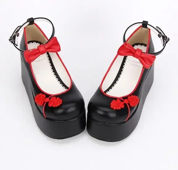 VCshoes China Style Woman Mori Girl Lolita Cosplay Shoes Lady High Wedges Heel Pumps Women Princess Dress Cheongsam Shoe