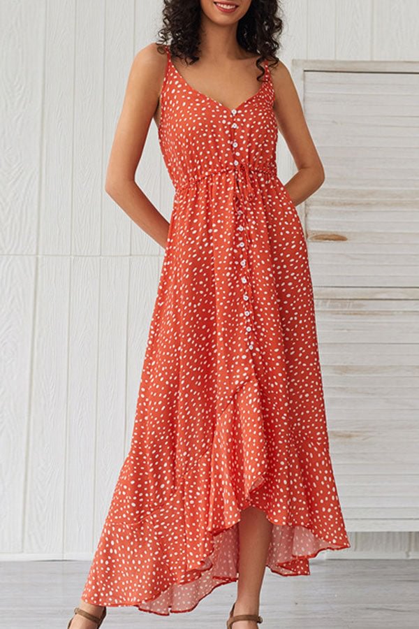 Polka Dot Spaghetti Straps Ruffled Dress - BlackFridayBuys