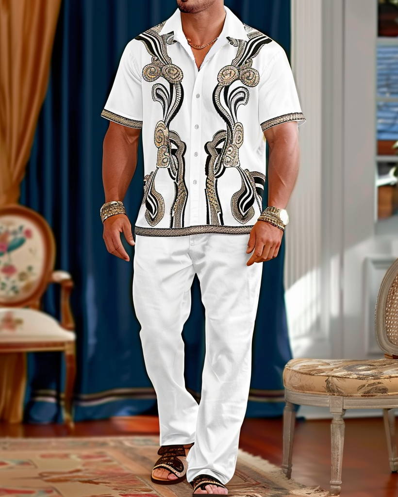 Men's Gorgeous Ethnic Floral Pattern Walking Suit 007