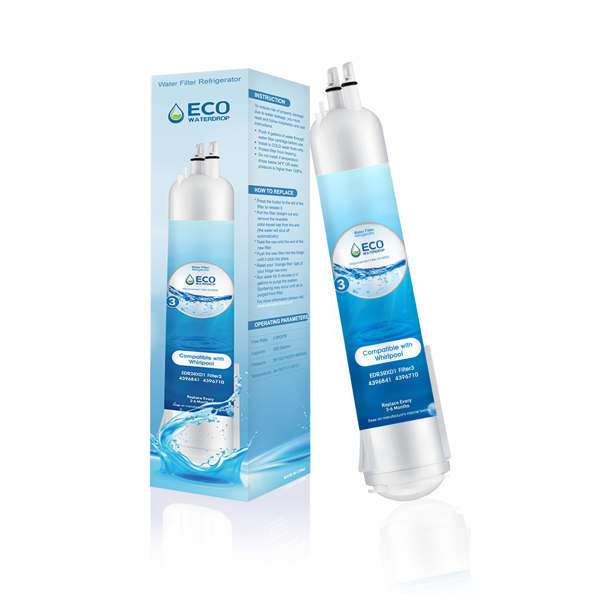 ECO003 Replacement Refrigerator Water Filter for EDR3RXD1,Filter3