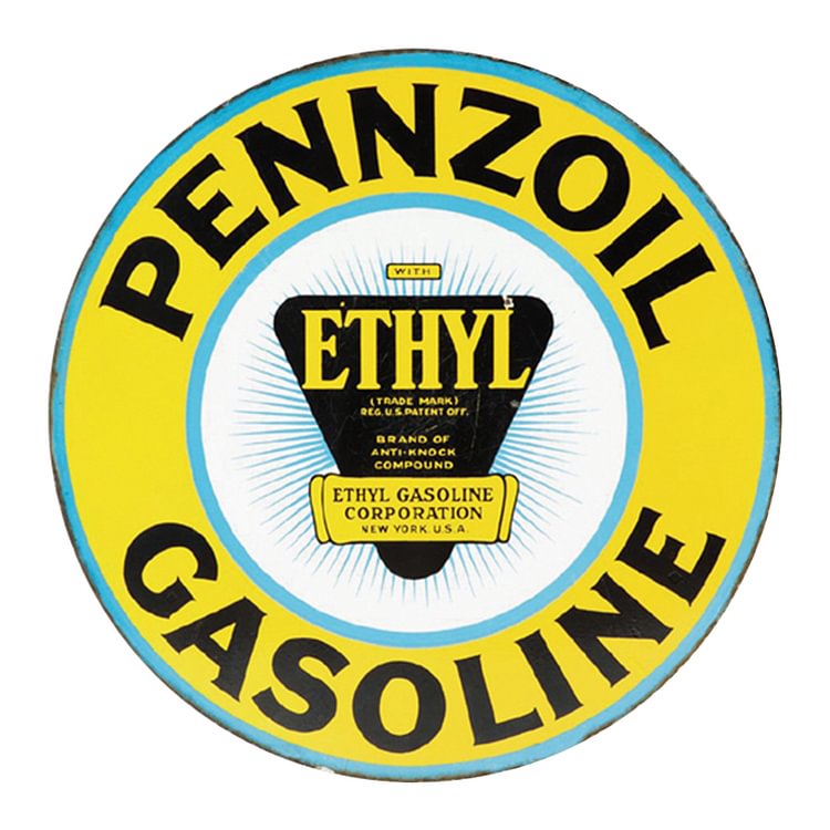 Pennzoil Gasoline - Round Shape Tin Signs/Wooden Signs - 30*30CM