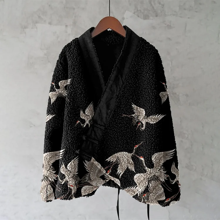 Vintage Crane Japanese Art Design Kimono