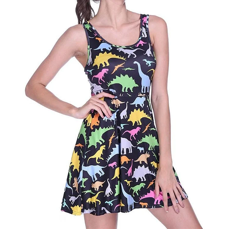 Kawaii Dinosaur Printing Slim Sundress SP1812317