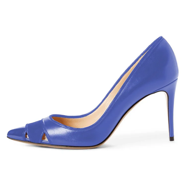 Blue Dress Pointy Toe Hollow Out Heels Vdcoo