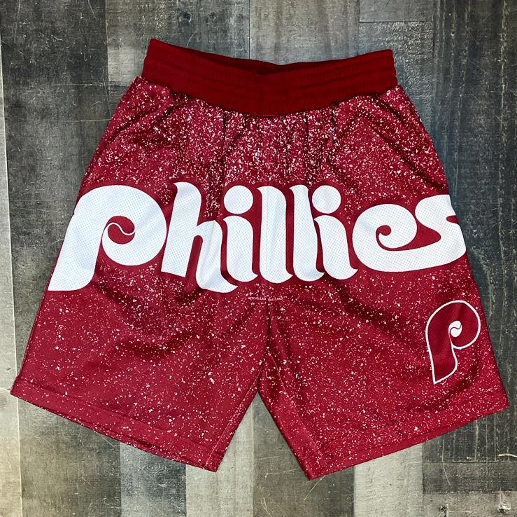 Red and white leisure snow print Basketball Shorts