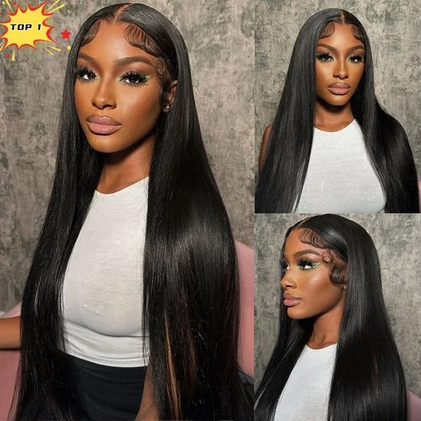 13x4 HD Lace Closure Pre Plucked  Straight  Skin Melt Transparent Wear&Go  Human Hair Wigs