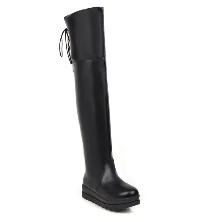 VCSHOES Platform Wedges Heels Knee High Boots
