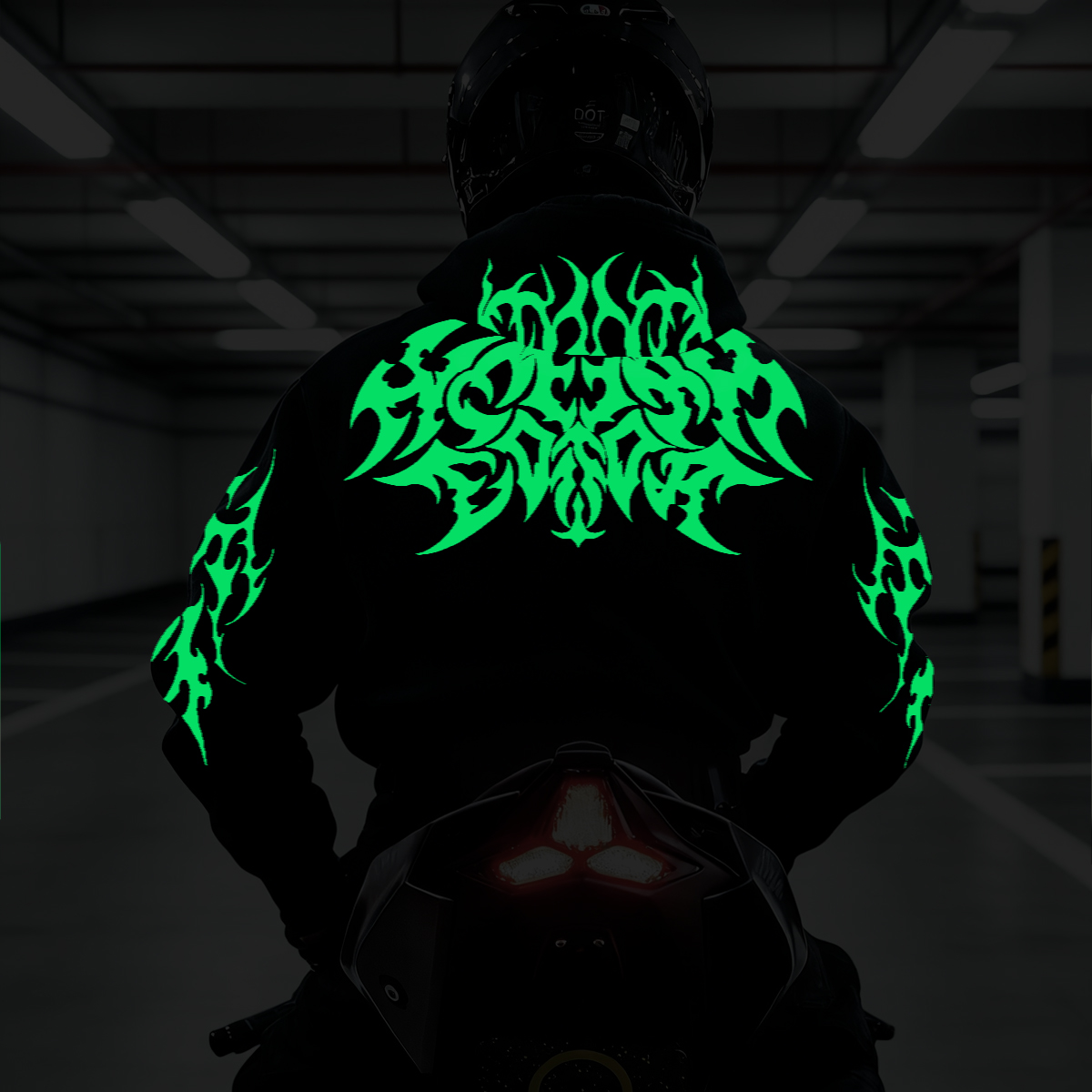 Luminous Gothic Graphic Motorcycle Hoodie
