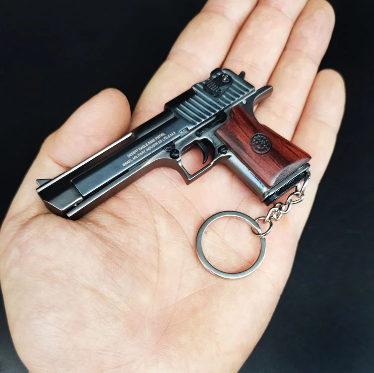 Limited Edition®️ Wooden Grip Grey Desert Eagle Worlds` Best Fidget Toy - Collection Toy -1:3 Scale Pistol Keychain Toy