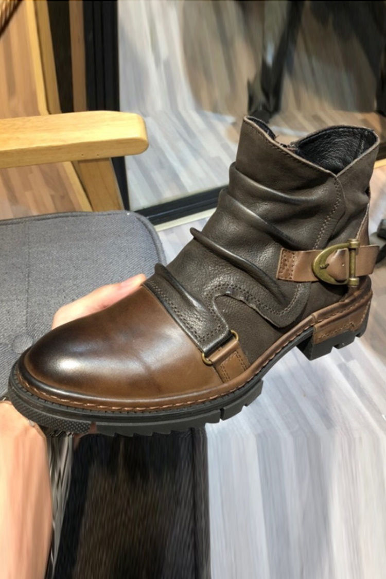 High-Top Pointed Outdoor Mid-calf Martin Boots
