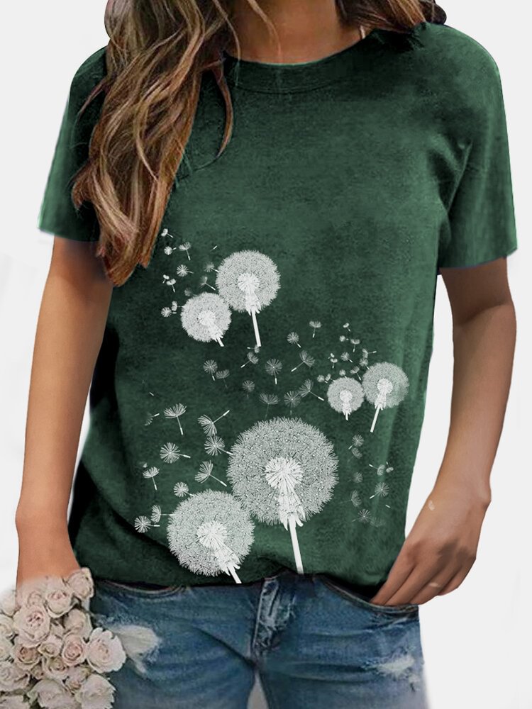 Floral Printed Short Sleeve O Neck T shirt For Women P1685014
