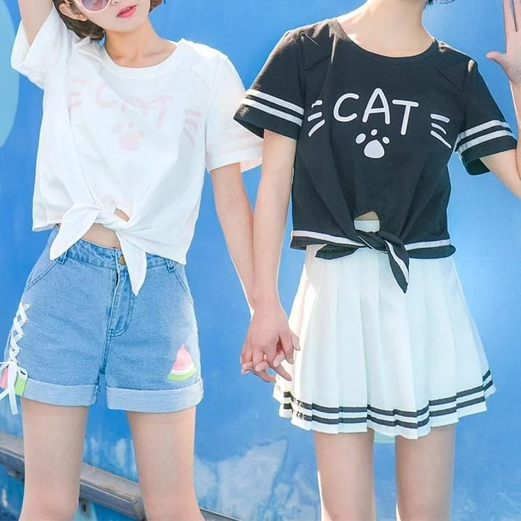 White/Black Loose Short T-Shirt SP179503