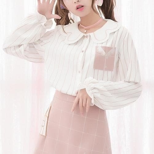 Pink Stripes School Time Blouse SP178992