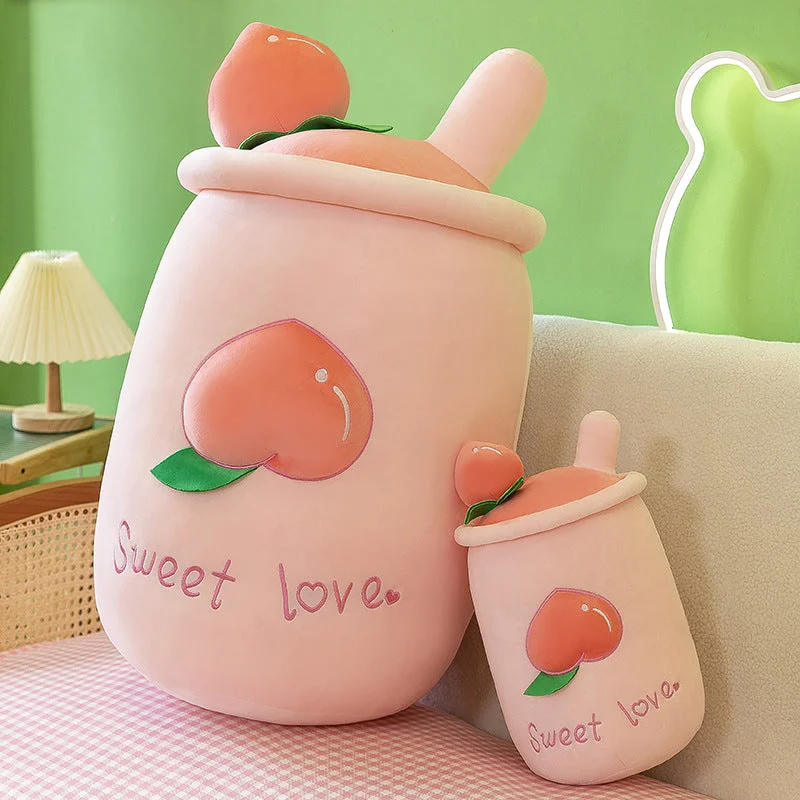 Cuteeeshop Pink Peach Plush For Gift Boba Tea Plushies Toy