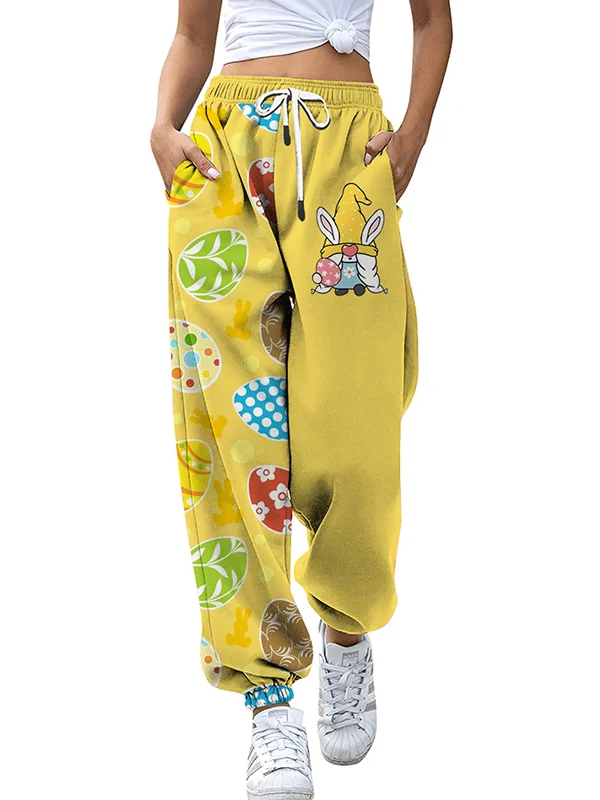 Cute Rabbit Dwarfs Printed Casual Pants