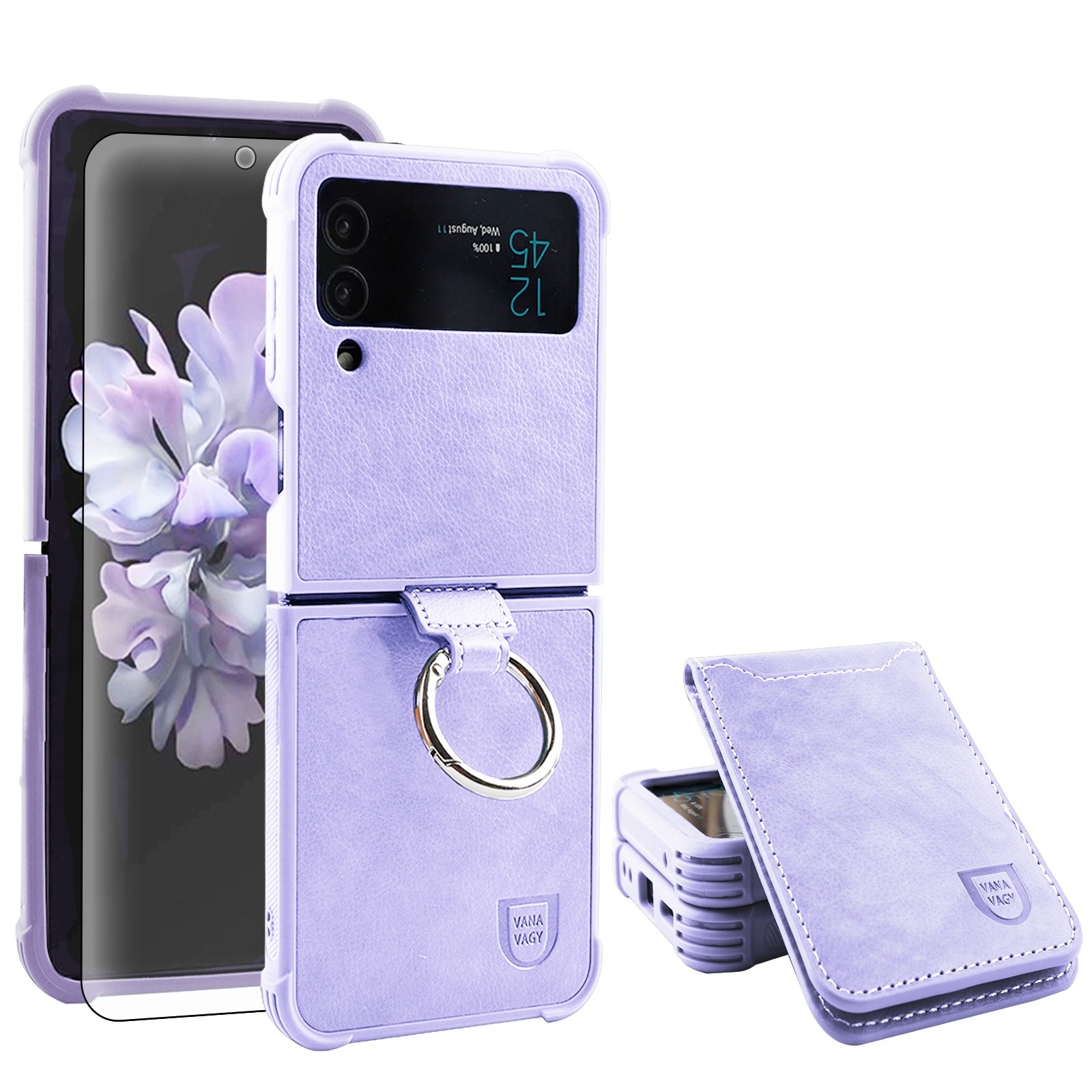 VANAVAGY Samsung Galaxy Z Flip 4 Leather Wallet Case with Card