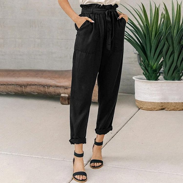 Comstylish Loose-Waist Cropped Trousers