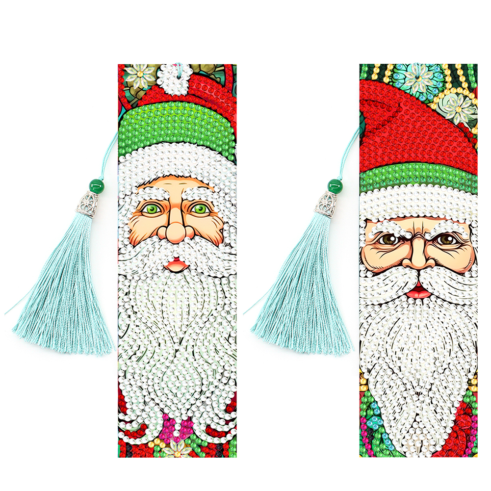 2PCS Christmas Special Shape Diamond Art Bookmarks Pendant Santa (#5) 3.99