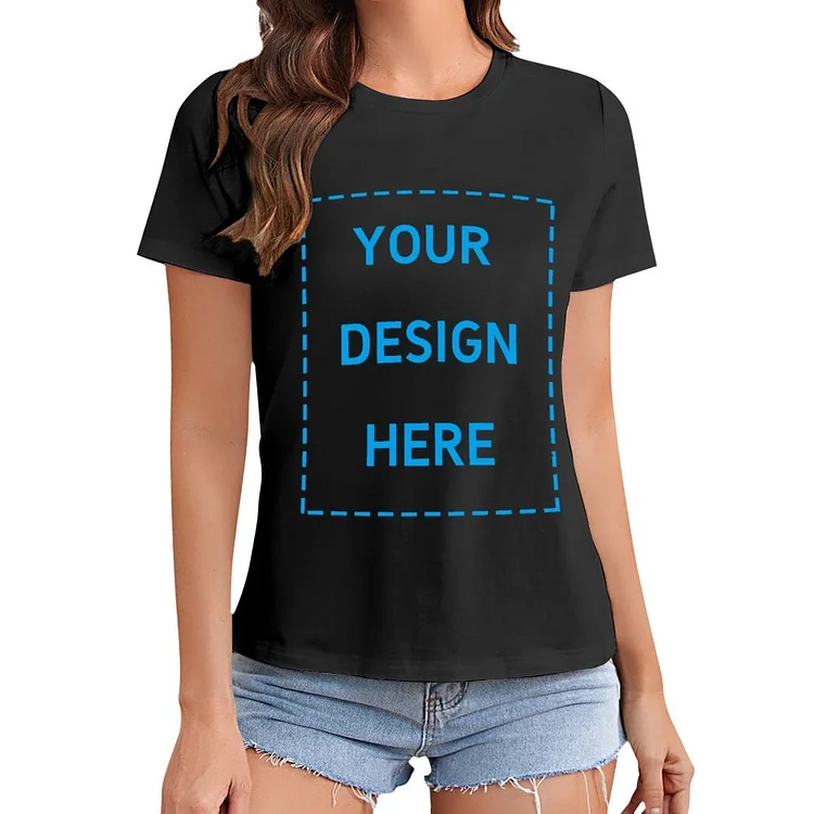 Personalized Women's Front Printed Short Sleeve Cotton T-Shirt