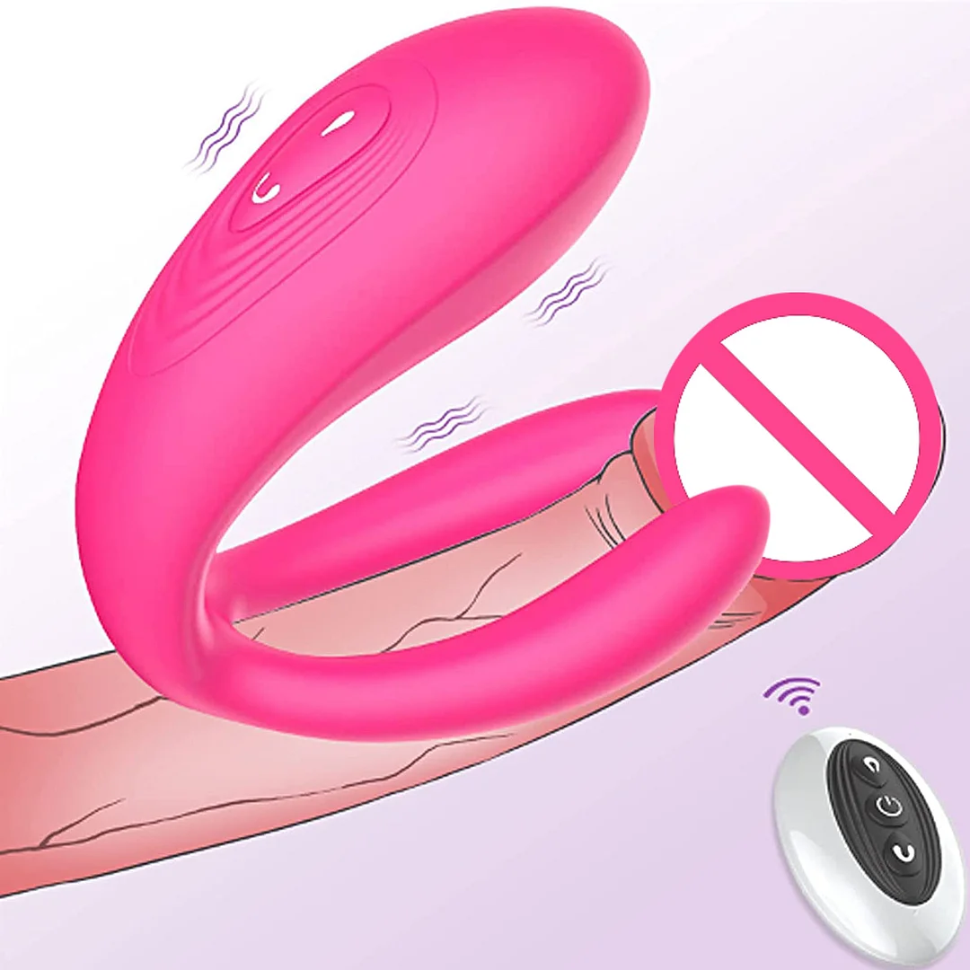 Remote Control Double Penetration Vibrator Sex Toy for Couple - Rose Toy