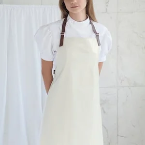 pornhint Pornhint Ecru PVC Apron with Leather Straps - Bondage / BDSM / Sadist / Medical / Waterproof / Luster / Gloss / Fetish Nurse White