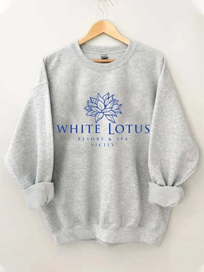 Women's 'White Lotus Hotel Spa And Sicily' Print Sweatshirt socialshop