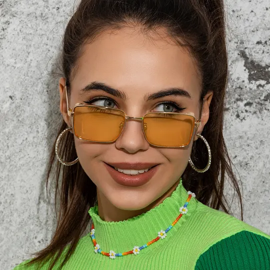 New Retro Box Metal Sunglasses Beach Sunglasses