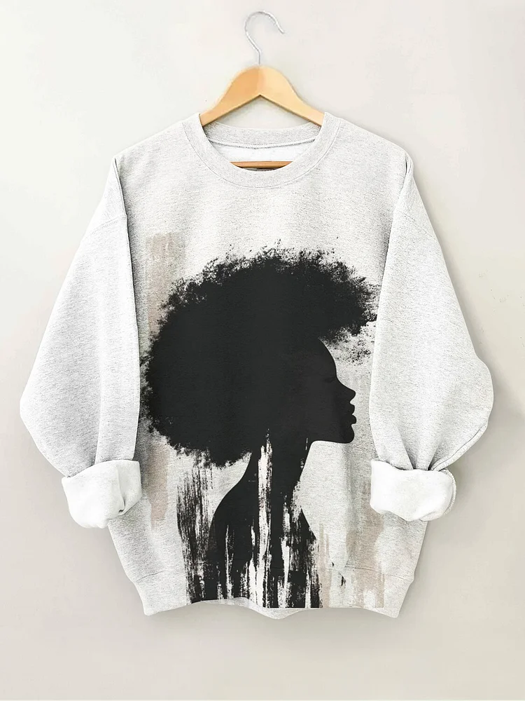 Women's African Woman Portrait Art Print Casual Sweatshirt