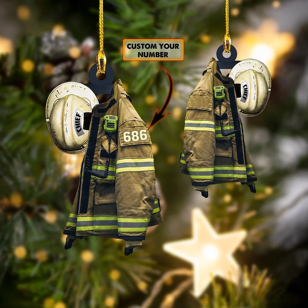 RD FIREFIGHTER - Shaped Ornament 01.4 - NA93 (CHIEF - WHITE HELMET) Car Ornament