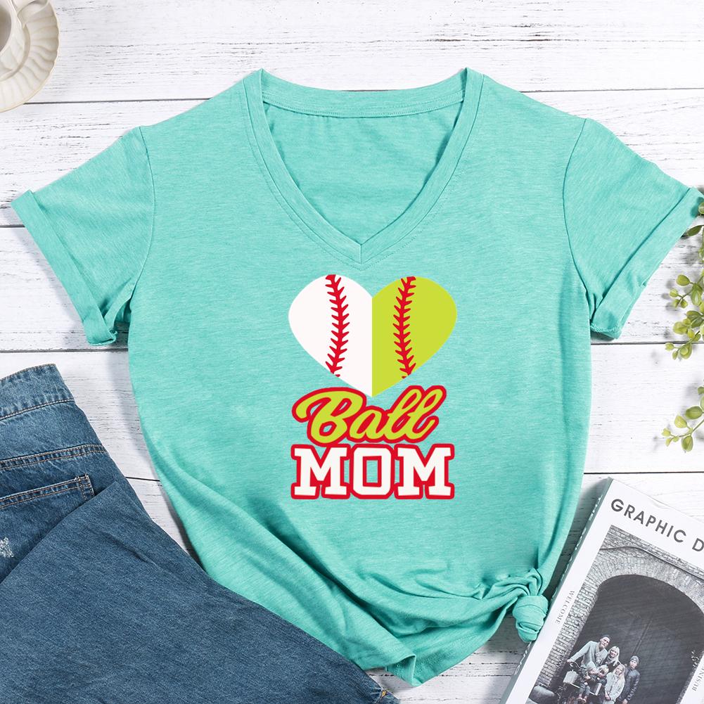 Funny Softball Mom V-neck T Shirt-Guru-buzz