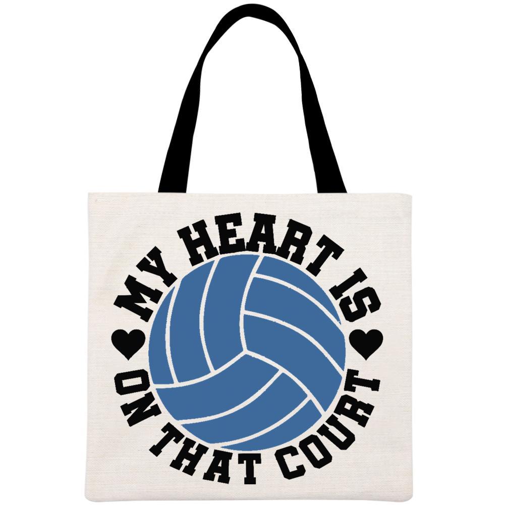 My heart is on that court Volleyball Printed Linen Bag-Guru-buzz