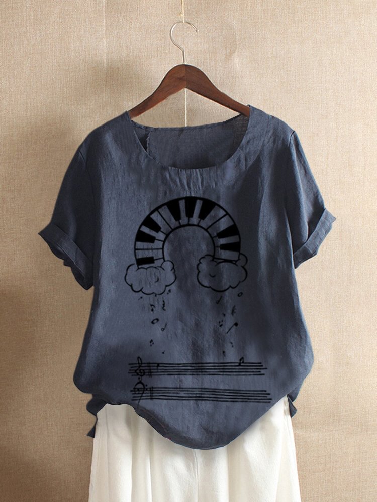 Cartoon Printed O Neck Overhead Short Sleeve T shirt P1659482