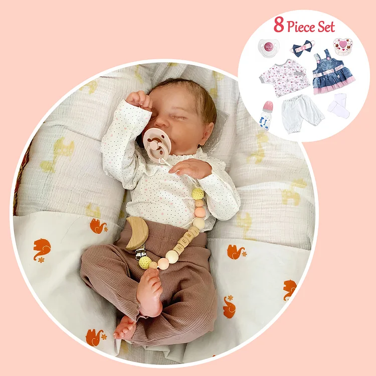  [Kids Toy Doll Gift Set] 20'' Full Body Silicone Reborn Toddler Sleeping Baby Girl Doll Named Rose with "Heartbeat" and Coos - Reborndollsshop®-Reborndollsshop®